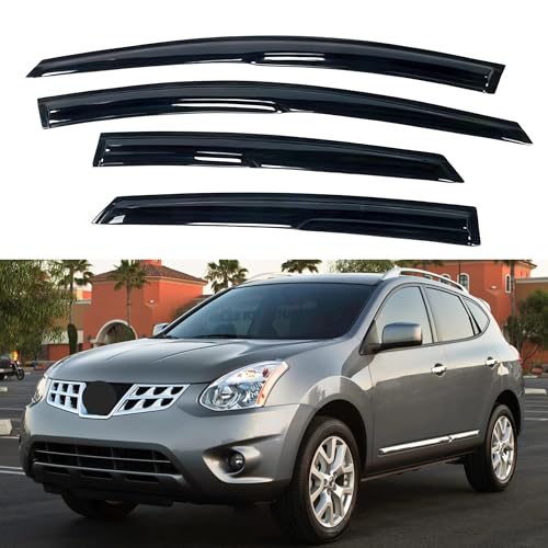 Image of IG Window Visor for Nissan Rogue 2009-2013 & Rogue Select 2014-2015, Rain Guard Tape-On Side Vent Window Deflector Mugen Style, 2009 2010 2011 2012 2013 2014 2015 (SL Model 14-15 Only)