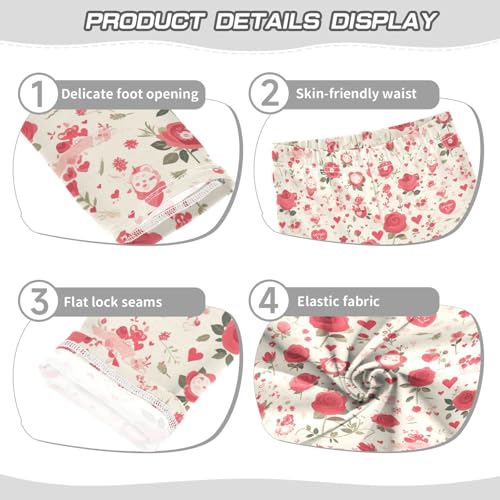 KLL Red Rose Toddler Girl Basic Leggings Fashion High Waisted Activewear Running3