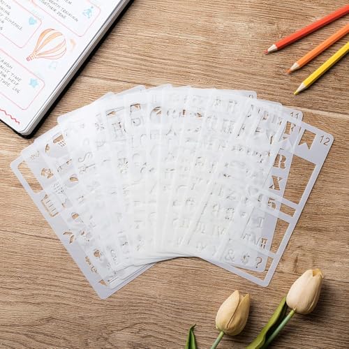 Mr. Pen Journaling Stencil, 12 Pack, 4x7 Inch, Bullet Journaling Supplies, Stencil Set, Journal Stencils, Planner Stencils