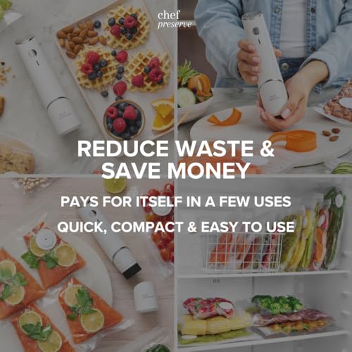 Image of Chef Preserve Reusable Vacuum Sealer Bags for Food - 30 BPA-Free Food Storage Bags, Freezer, Microwave - Odor-Resistant, Leak-Proof - Compatible with Chef Preserve Vacuum Sealers (Pack of 2)