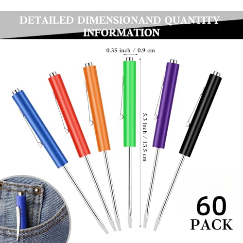 Image of 60 Pieces Pocket Screwdriver Mini Tops and Pocket Clips Magnetic Slotted Small Screw Driver with a Single Blade Head for Mechanical, Electrician (Colorful)