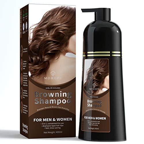 MOHOPE Reddish Browning Shampoo 14.1 Fl Oz ( 400ml ) | 100% Grey Coverage 3 In 1-Ammonia Free Revolutionary Instant Hair Dye | Semi Permanent Magically Only 20 Minutes Last 30 Days | Safe Natural Ingredients