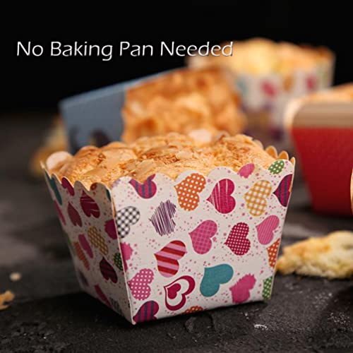 Starform 50Pcs Cupcake Baking Cups Square Cupcake Liners Disposable Baking Wrappers Muffin Cups Desserts Holders For Bread Muffins Mini Snack, Multicolor, 6Cmx5Cmx5Cm #TOP6
