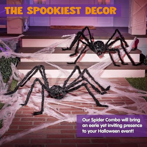 JOYIN 2 Pack 5 Ft Halloween Outdoor Decorations Hairy Black Spider の商品画像 1