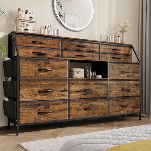 Garvee Commode avec 14 Tiroirs en Tissu, Meuble de Rangement et Meuble TV avec Structure Métal,...