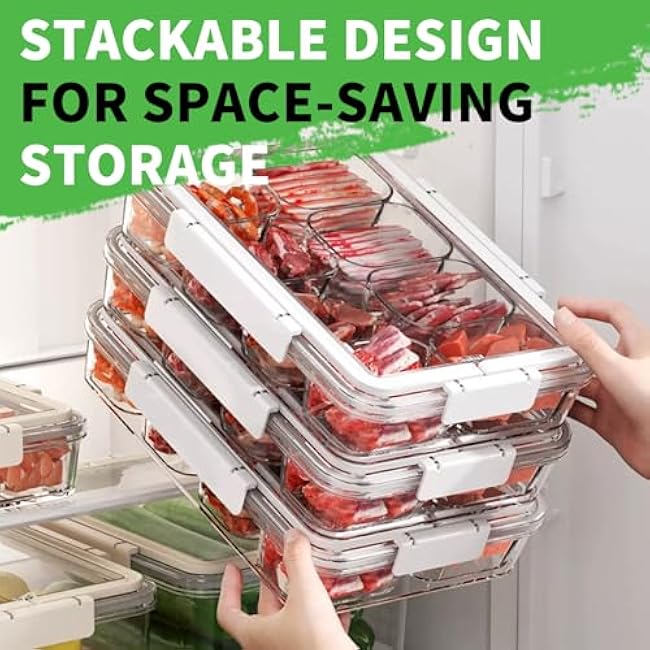 Fridge Organizer Divider, Fridge Organizer Ham and Cheese, with Lid and Handle, Clear Lunch Meats Container for Refrigerator, for Kitchen, School, Camping, 1pc (7.8L)