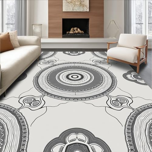 ODIKA Flatwoven High Traffic Area Rug 4x6, Artistic Medallion Trellis