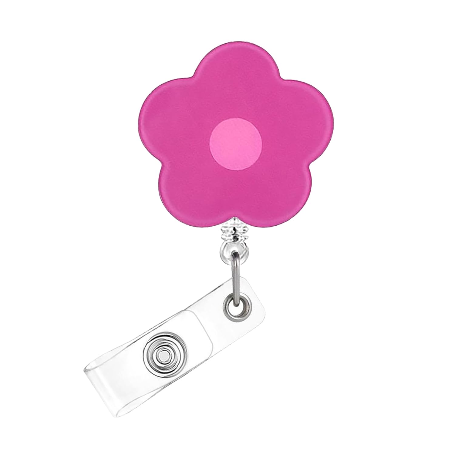 Rose Red Flower Badge Reel,Cute Acrylic Badge for ID Card,Telescoping Retractable Badge Holder Alligator Clip Accessories for Nurse,Medical Worker,