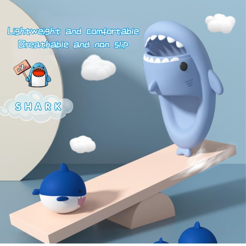 Image of allgala Shark Slides for Women Men and Big Kids Novelty Soft Slippers Open Toe Shark Sandals Cushioned Slides Beach Pool Shower Cruise Slippers with Comfy Cushioned Thick Sole