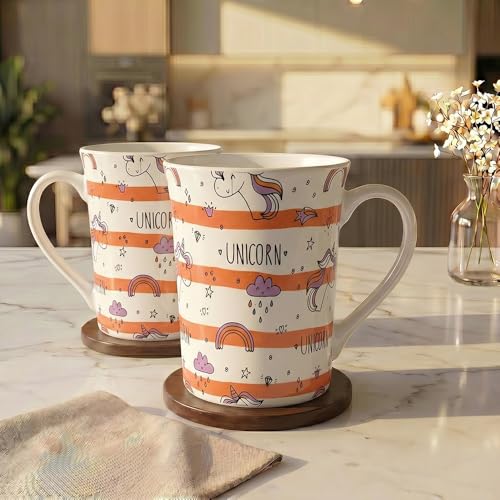 Image of UPC Premium Bone China Coffee Mug Set of 2 | Elegant Ceramic Tea & Coffee Cups for Home, Office & Cafe | Lightweight, Durable, Microwave & Dishwasher Safe Mug Set | Luxury Drinkware Collection