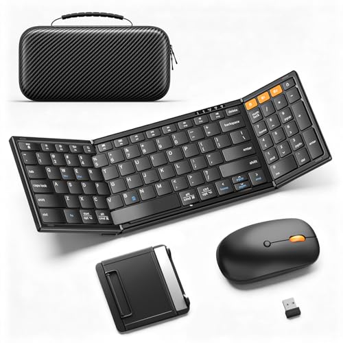 Foldable Keyboard and Mouse with Storage Bag 2.4G+BT5.0 x 2 for Laptop