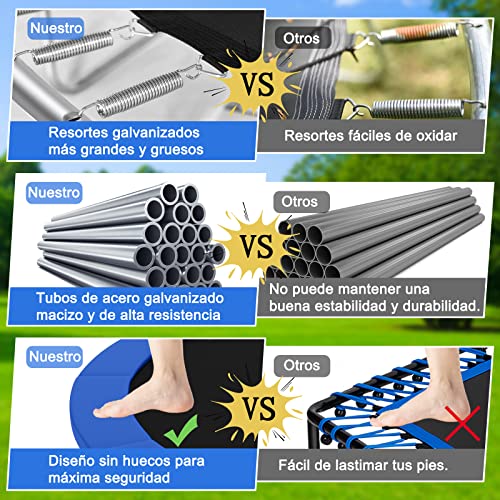 Miniatura 4 de Costway Cama Elástica De Exterior 244 305 366 427 Cm, Trampolín Con Red De Seguridad, Tubos Galvanizados Antióxido, Escalera, Resistente A La Intemperie, Para Niños Y Adultos 244 Cm