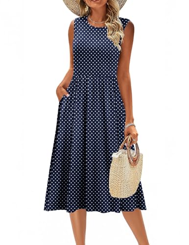 Image of Zeagoo Women's Summer Tank Midi Dress with Pockets Floral Sleeveless A-Line Casual Loose T-Shirt Dresses Beach Sundress 2026
