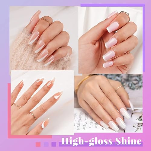 Image of Beetles Gel Nail Polish Kit with U V LED Light - 6 Colors Jelly Milky White Sheer Pink Nude Gel Polish Starter Kit Manicure,Soak Off U V Nail Polish Set Salon DIY