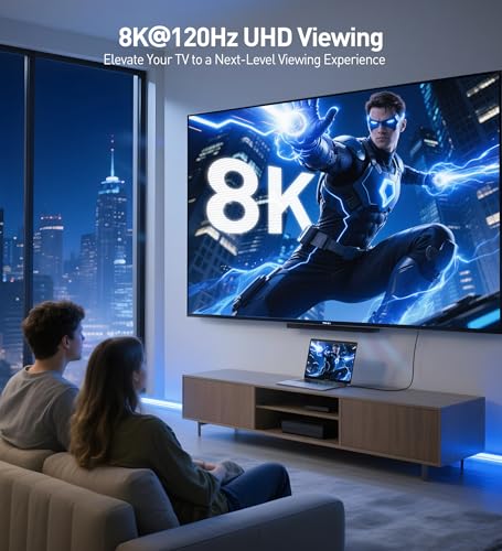 Cable Matters 48Gbps Ultra HD 8K Right Angle HDMI Cable 6.6 ft (270 Degree HDMI Cable) with 8K @120Hz, 4K @240Hz and HDR Support in Black