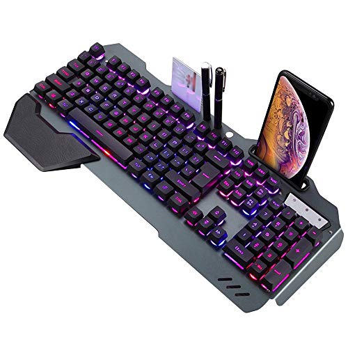 3-color optional keyboard, RGB LED backlight mechanical gaming keyboard, with mobile phone holder