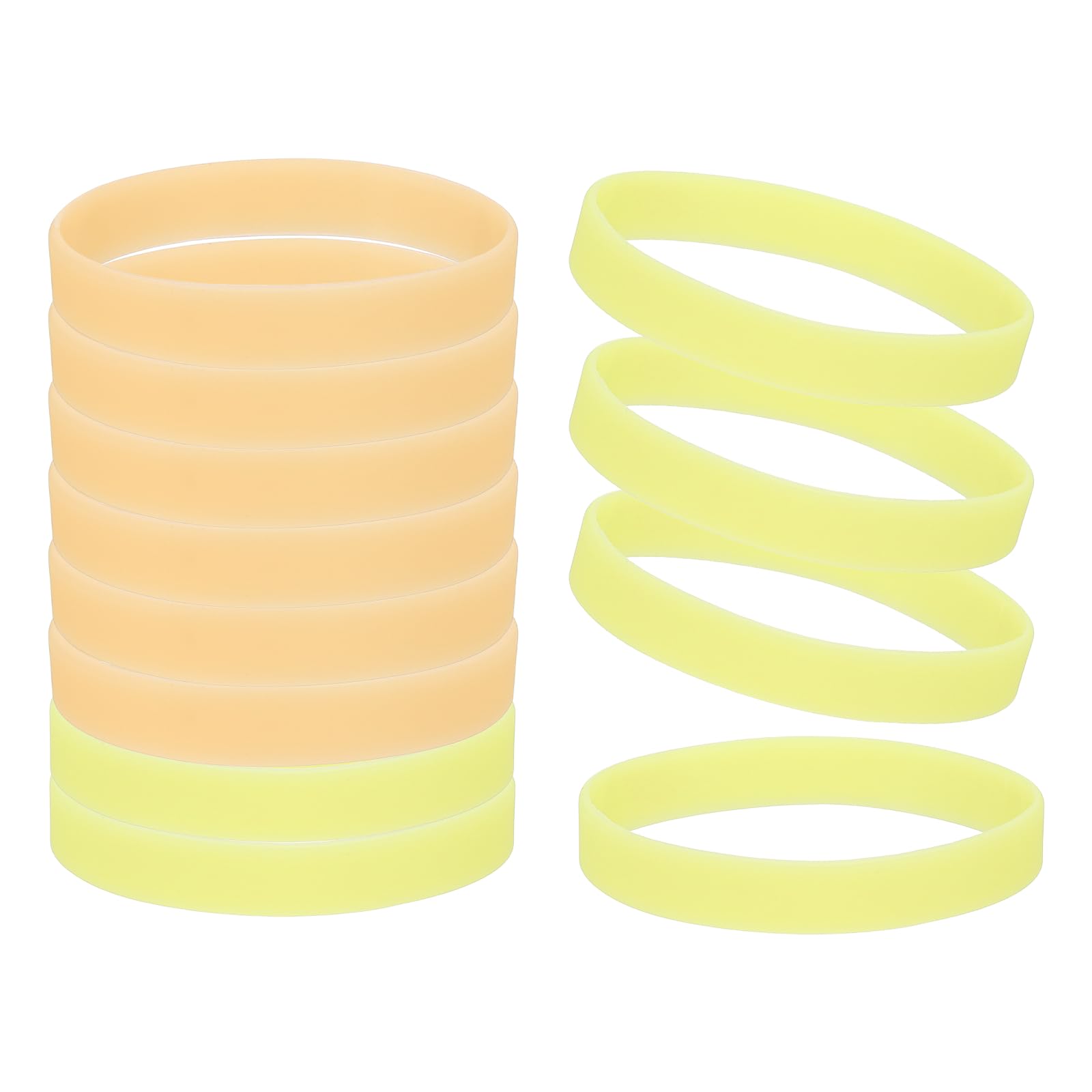 YELARXI Rubber Bracelets, Glow in the Dark Silicone Bracelets Wristbands for Adults Glow Wrist Band 12 Pcs & Orange, Yellow-Fitting for (Glow Party/Sport/Teen Games/Team Favors) — image 1