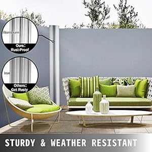 VEVOR Retractable Side Awning, UV 50 63''x 236'' Full Aluminum Rust-Proof Patio Sunshine Screen, 280 g Thicken Outdoor Privacy Divider & Wind Screen, for Courtyard, Balcony, Roof Terraces, Gray VEVOR Retractable Side Awning UV 50 63x 236 Full Aluminum Rust Proof Patio Sunshine Screen 280 g Thicken Outdoor Privacy Divider Wind Screen for Courtyard Balcony Roof Terraces Gray