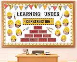 gisgfim Construction Bulletin Board Decorations Learning Under Construction Paper Cutouts DIY Photo Helmet Motivational Bulletin Board Set for Back to School Teacher Classroom Wall Decor Supplies