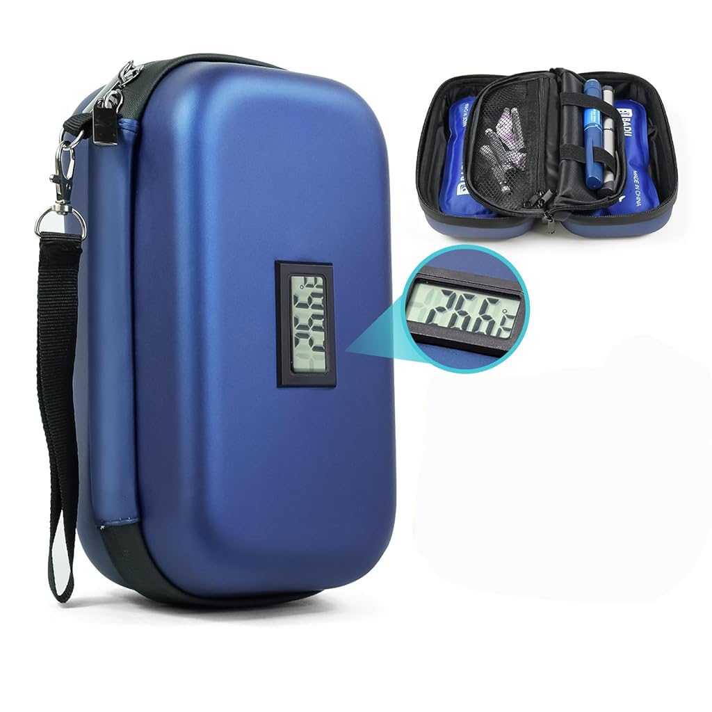 HANNEA® Insulin Cooler Travel Case Medication Diabetic Cooler For Travel With Thermometer & Real Time Temperature Display 24h Long Time Insulation Refrigerated Medicine Organizer Bag With 2 Ice Pack (B0CXDGJ7Z7) Amazon Price History, Amazon Price Tracker