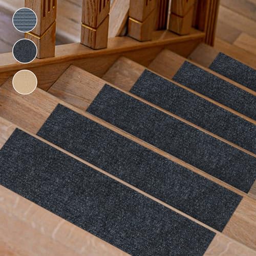 Yskzyz 01-DARK GRAY 10 Pack Stair Treads For Wooden Steps Anti Slip Staircase Carpets Protector With Self Adhesive Indoor Outdoor Stair Rugs cover