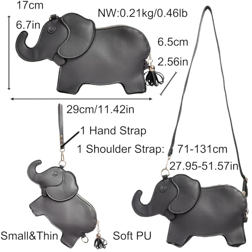Image of Women PU Leather Unique Novelty 3D Elephant Shaped Handbag Purse Crossbody Shoulder Bag