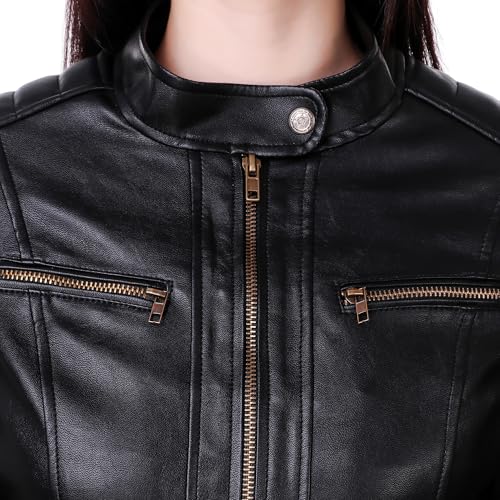 Image of Leather Retail Woman Black Color Faux Leather Jacket
