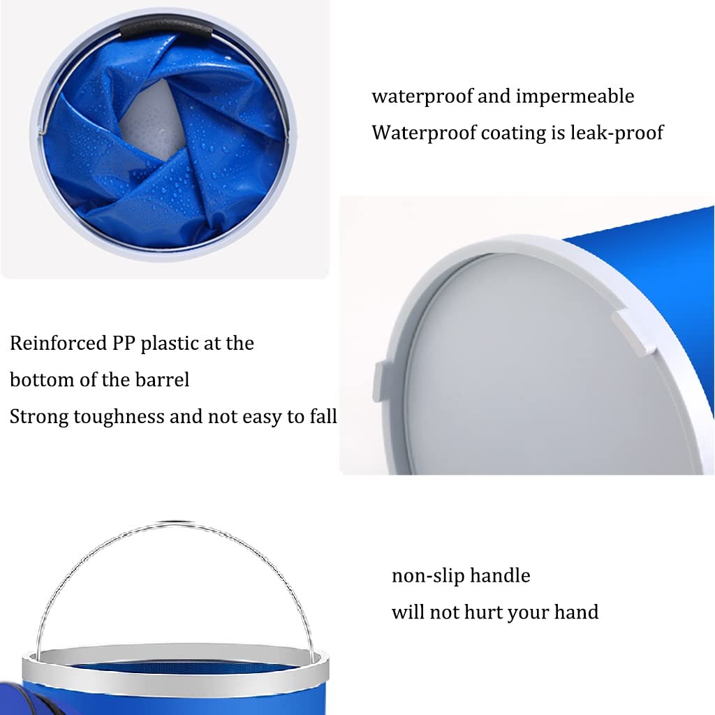 Faltbarer Eimer Strand Putzeimer Mit Griff, Zusammenklappbares Waschbecken Camping, Pop-Up-Eimer Mit Wasserdichtem, Mit Handtuch, Schwamm, Aufbewahrungstasche (Size : 13L)
