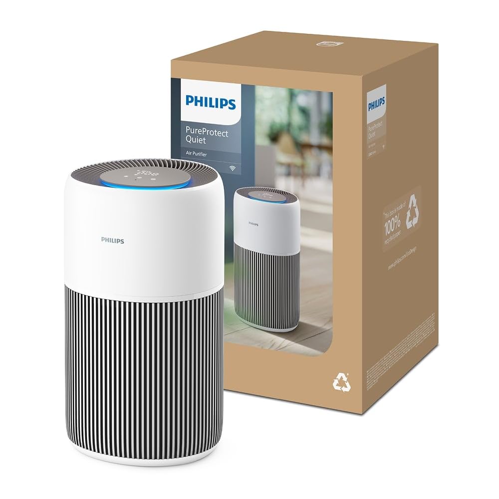 Philips Luftreiniger 2200 Series, HEPA NanoProtect + Aktivkohlefilter, CADR 400m³/h für 104m², Allergiker, Ultra-leise, Intelligenter und langlebiger Filter (AC2210/10)