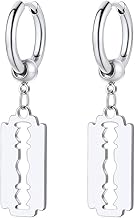 PROSTEEL Punk Stil Ohrringe für Damen Herren, Edelstahl/18k vergoldet Huggie mit Rasierklinge/Stäbchen Anhänger Mini Creolen Ohrhänger trendiger Schmuck Accessoire
