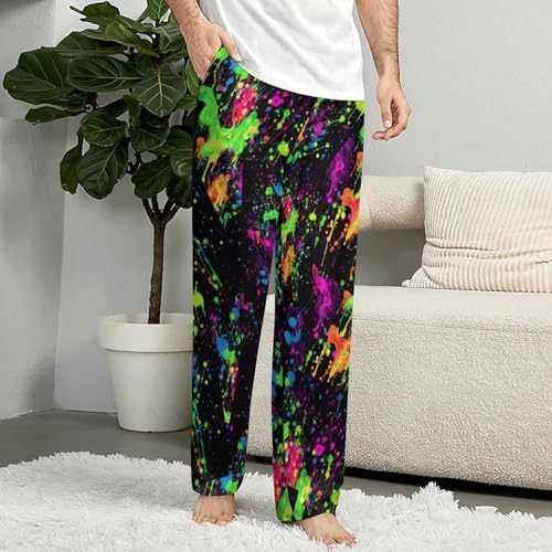 Glow In Dark Splatter Neon Elegant Elastic Waistband Sleep Pajama Pant4