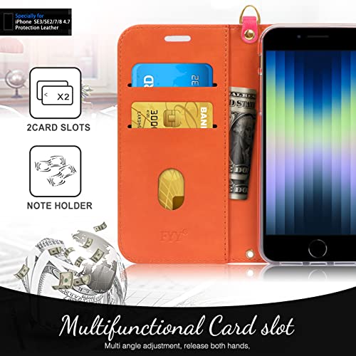 Fyy Designed For Iphone Se Case 2022 (3Rd Gen) / Iphone Se Case 2020 (2Nd Gen) / Iphone 7 Case/Iphone 8 Case, Luxury Pu Leather Wallet Phone Case With Card Holder Flip Kickstand Cover Magenta #TOP2