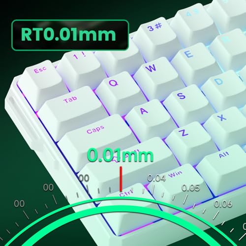 Image of MONSGEEK FUN60 Ultra Rapid Trigger Gaming Keyboard 8k Magnetic Switch TMR Aluminum Wired Keyboard 60% White Shine-Through MagMech, Glare Magnetic Switch