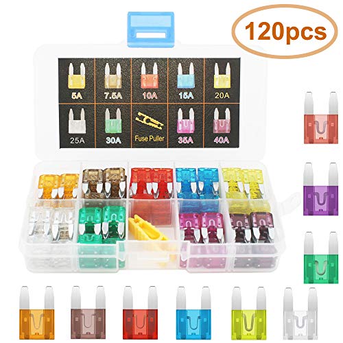 Gebildet Set di Fusibili per Auto, 120 Pezzi Fusibili Piccola a Lama per Auto, Camion, SUV, Casa, Assortiti con 5A 7,5A 10A 15A 20A 25A 30A 35A 40A + 1pc Estrattore Fusibile