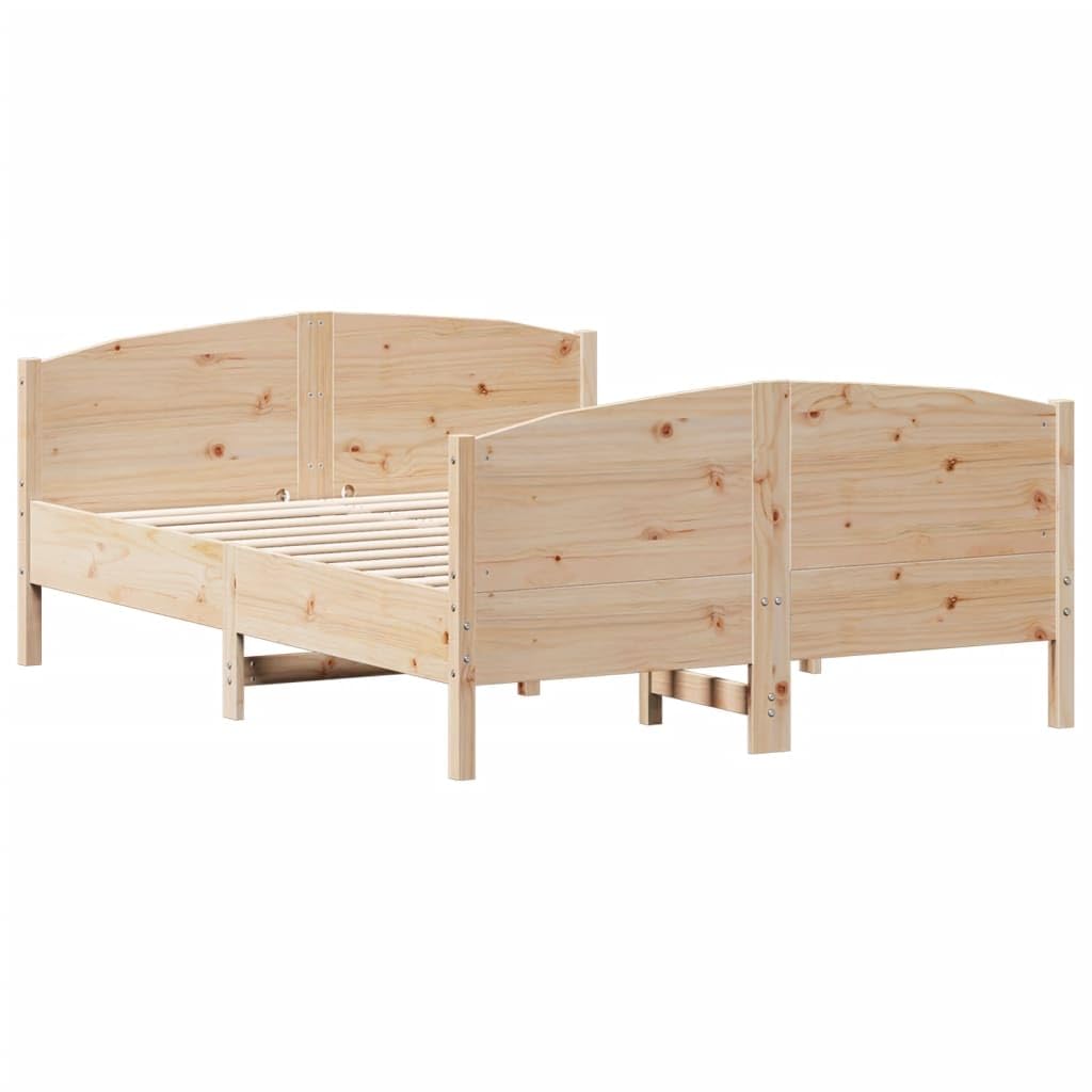 VIDAXL Solid Pine Wood Bed Frame - King Size - Brown