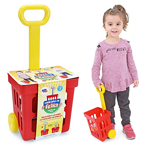 Carrinho De Feira Mercadinho E Cesta Frutinhas E Legumes De Brinquedo Infantil Presente Educativo Cr