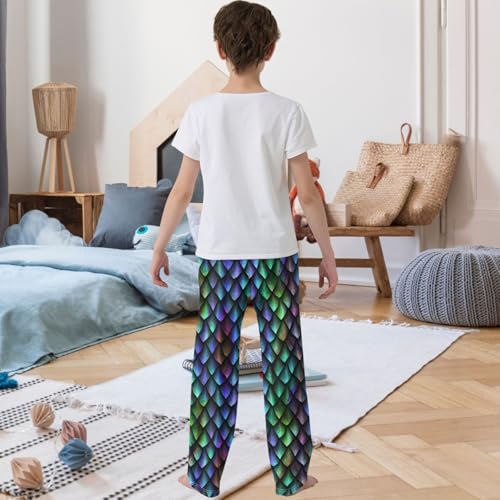 Boy's Pants Dragon Scale Colorful Skin Jogger Pants Elastic Waist Long Bottoms Trousers with Pockets 6-14 Years3
