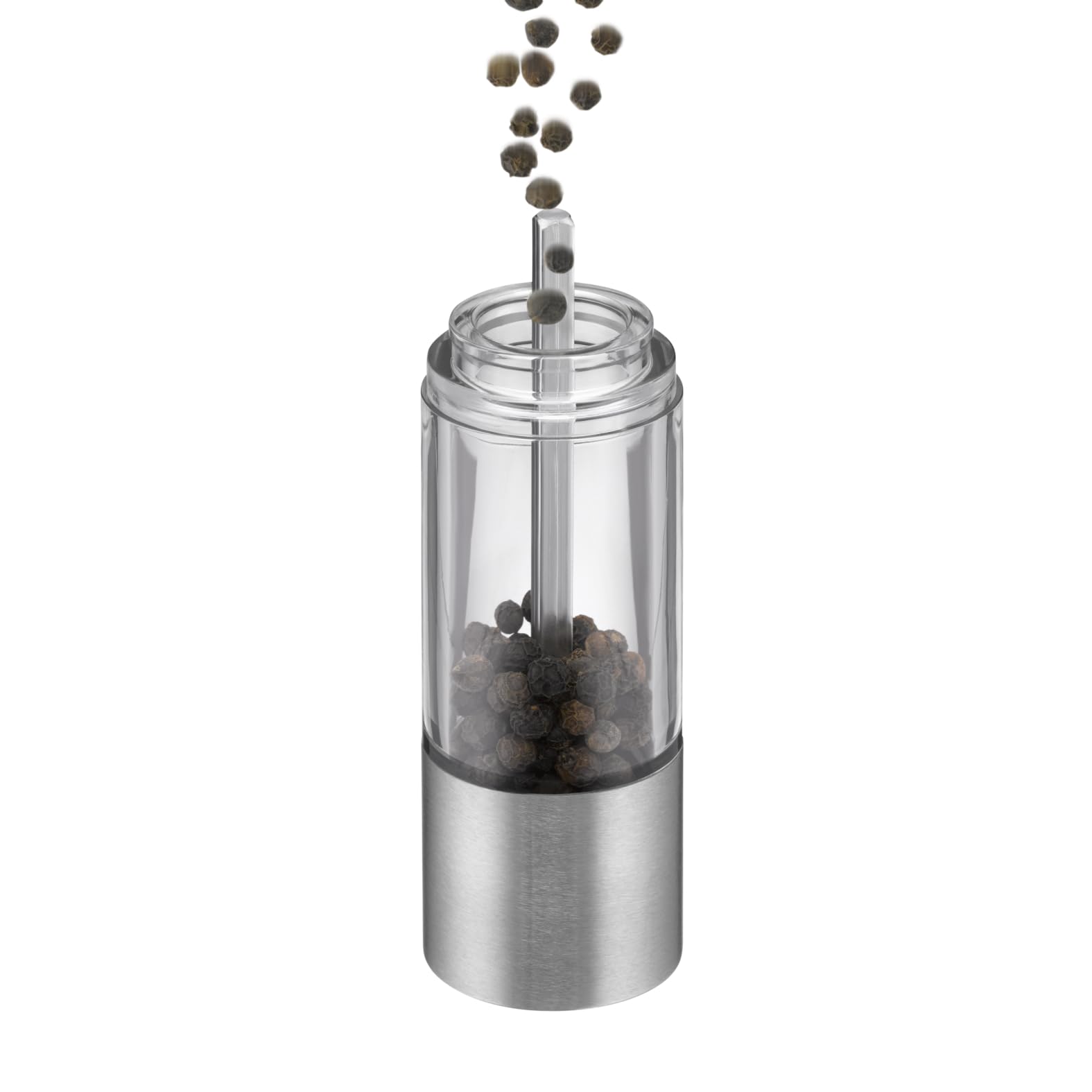 WMF Mini molinillo de especias 11 cm, acero inoxidable Cromargan, vidrio, molinillo de cerámica pequeño