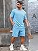 Babioboa Mens Co ords set Short Sets 2 Piece Outfits Fashion Summer Tracksuits Casual T Shirt and Short(Light Blue,L)