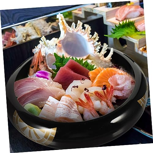 Plato japonés para sushi plástico negro redondo miniatura 5