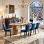 Natural Table With 8 Blue Chairs