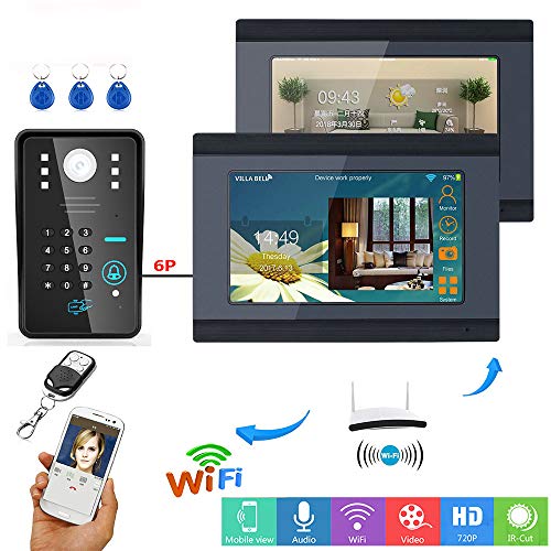 RFID Passwort Video Intercom 7 Zoll Monitor WiFi Wireless Video Türsprechanlage Türklingel 1 Kamera 2 Monitor APP Control