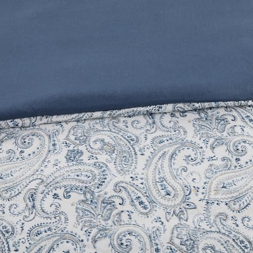Image of Modern Threads 5-Piece Printed Comforter Set Freya - Blue & Beige Paisley Bedding with Decorative Pillows & Shams, Soft All Season Bed Set, Queen