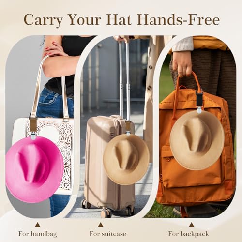 4 Pcs Hat Clip for Travel on Bag,Hat Clip for Travel,Hats Clips for Bag,Quick Access Removal,for Traveling Bags Backpacks Purses Luggage Outdoor Travels Accessory(Black+ Khaki)3