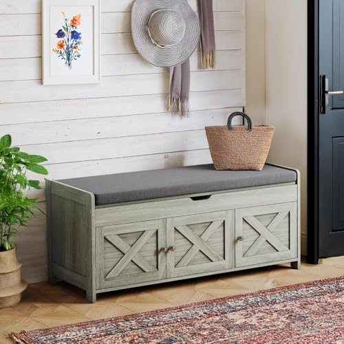 Pipishell 2-Tier Shoe Storage Bench with Cushioned Seat