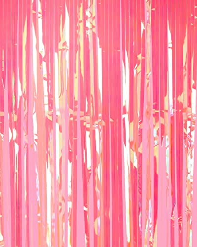 Image of xo, Fetti 2pk Hot Pink Fringe Foil Curtains | Bachelorette, Bridal Shower, Backdrop, Wedding, Birthday, Photo Booth, Party Decorations