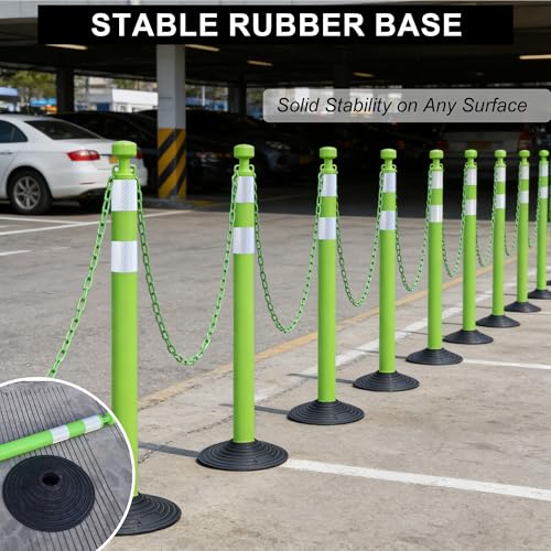 Image of OrangeStar 6 Pack Traffic Delineator Posts, 40 inch Crowd Control Stanchions