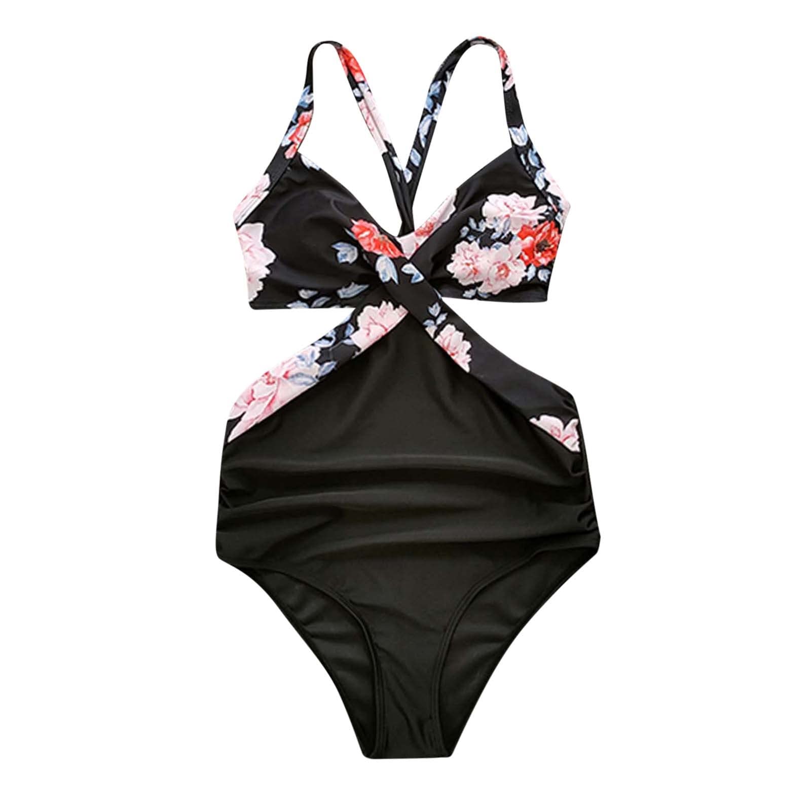 Damen Badeanzug Wickeloptik Bauchweg Monokini V Ausschnitt Raffungen Zierausschnitten Einteilige Bademode Strandmode Swimsuit