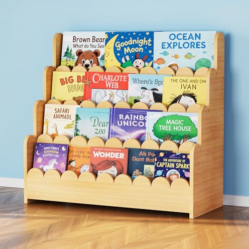 SpaceAid 4-Tier Montessori Wooden Bookshelf for Kids