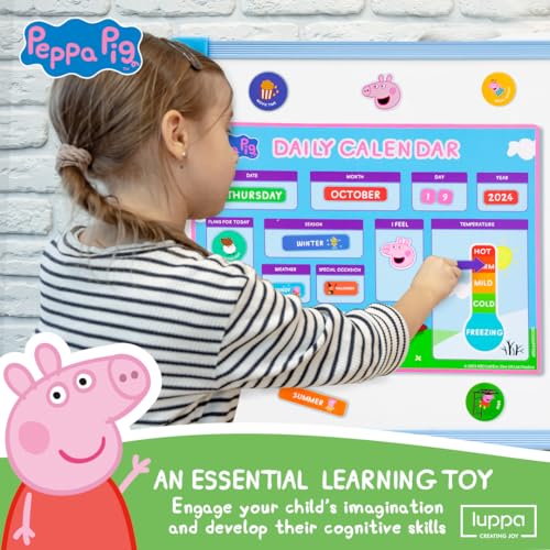 Image of Peppa Pig My First Magnetic Calendar for Kids - Engaging Learning, Reusable Schedule, and Fun Chore Chart - Colorful Daily Routine! Perfect for Wall or Fridge, Preschool Learning, and Classroom Fun!